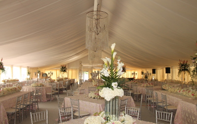 Elegant interior view of clear span tent