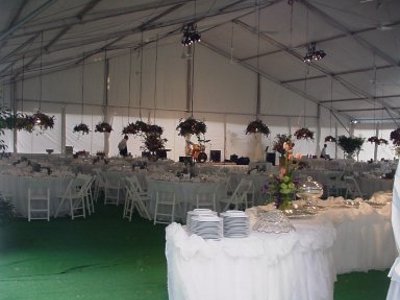 Image of tent set on decking