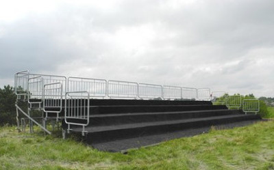front view of tiered risers