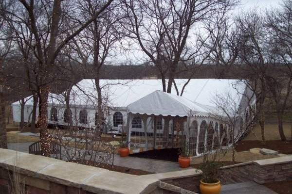 Image of clear span tent rented for a wedding tent in Denton Nebraska.