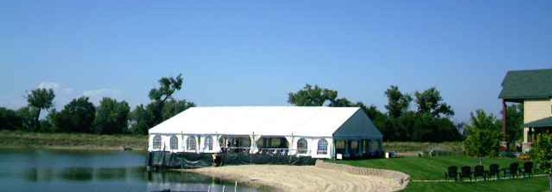 Image of wedding tent set on lake