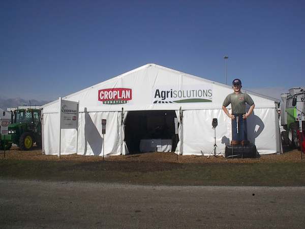 IMAGE of 40 X 45 tent with custom graphics on gable end