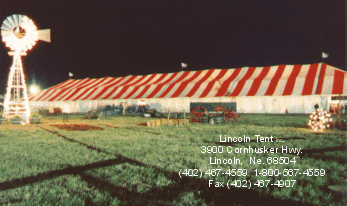 86 X 315 Red and White Tent set for a fund raiser in western Nebraska