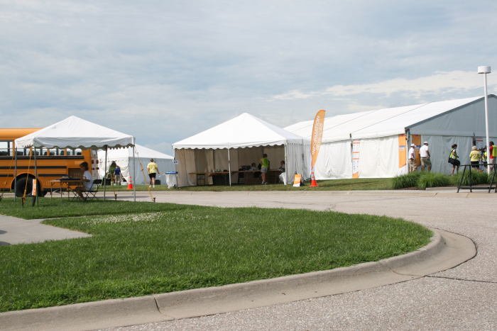 Group of tents at special olympics for check in