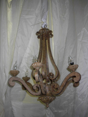 Image of scrollwork chandeliers