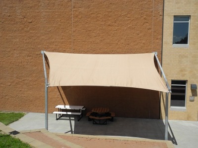 Image of shade cover when approaching from sidewalk.