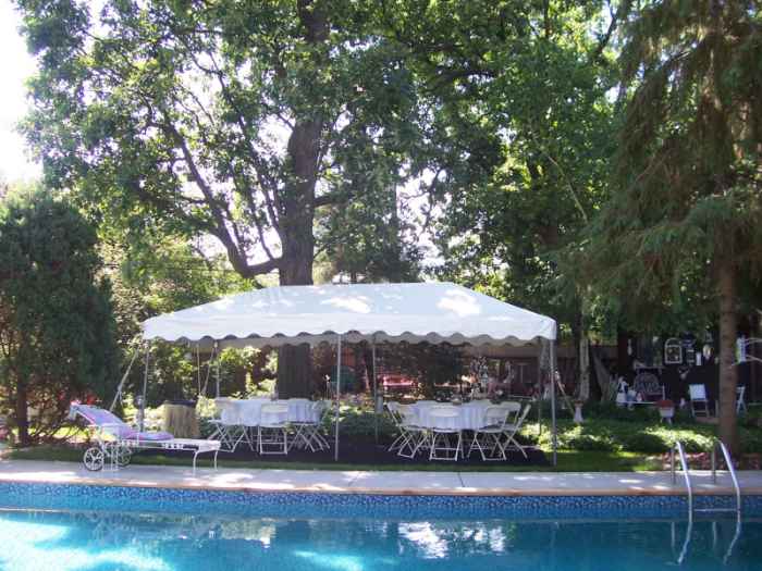 IMAGE of 10 X 20 White frame tent for poolside wedding reception