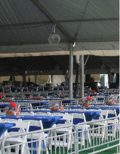 Image of tent with leg fan