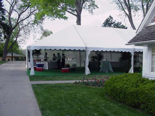 Clear Span Frame Tent with walls pulled back - wedding tent rental Omaha, NE