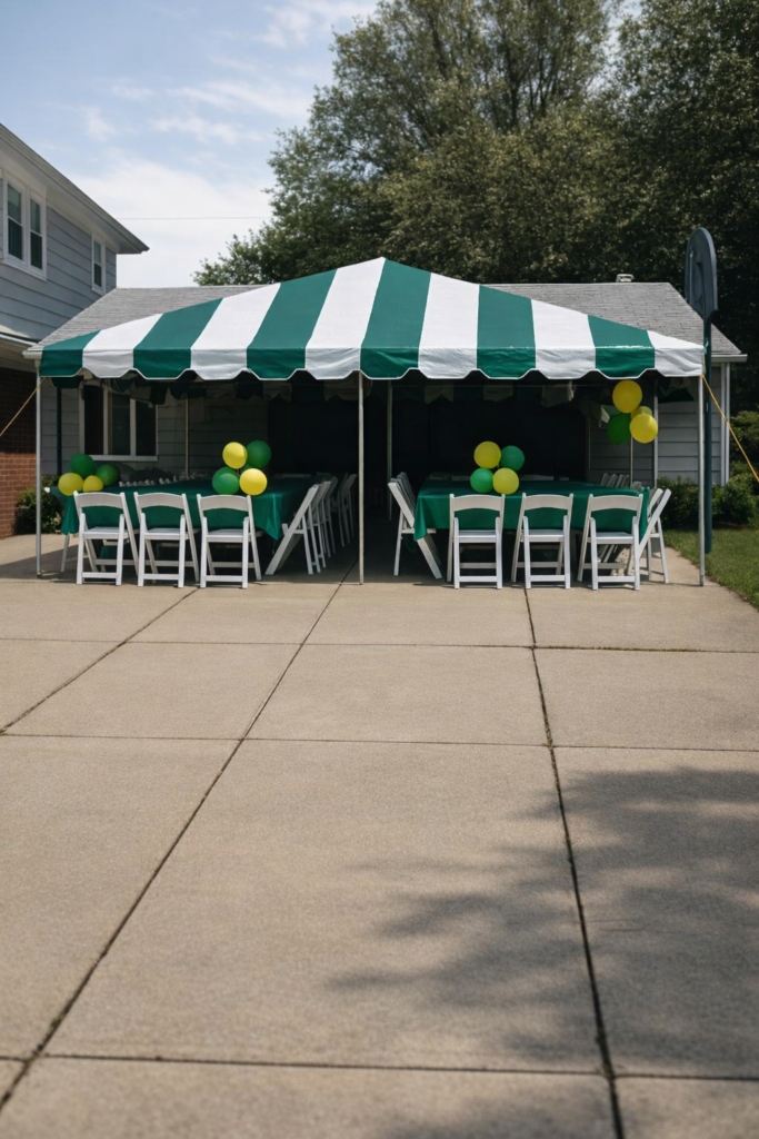 Frame tent graduation party setup Lincoln NE